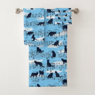 musical kittens bath towel set