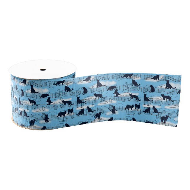 Musical kittens grosgrain ribbon (Spool)