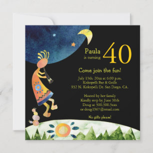 Musical Kokopelli 40th Birthday Party Invitation