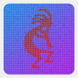 Musical Kokopelli Southwest Symbol Tiles Pattern Square Sticker