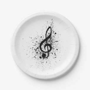 Musical leaf music musical pattern. Music Paper Plate