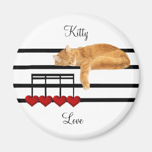 Musical love kitty cat magnet
