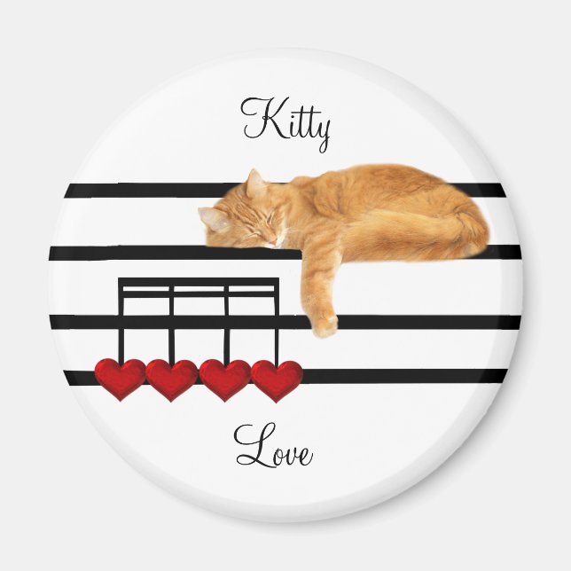 Musical love kitty cat magnet (Front)