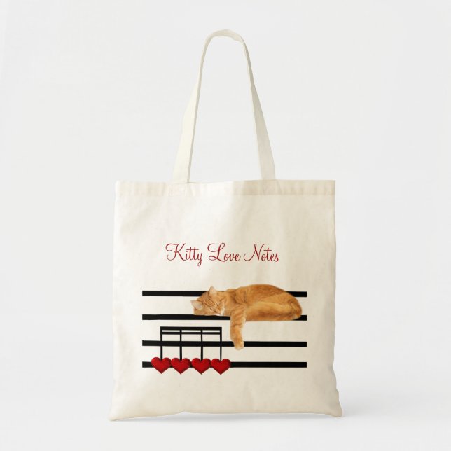 Musical love kitty cat tote bag (Front)