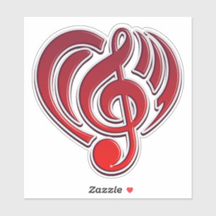 Musical Love Red Heart Music Note DJ