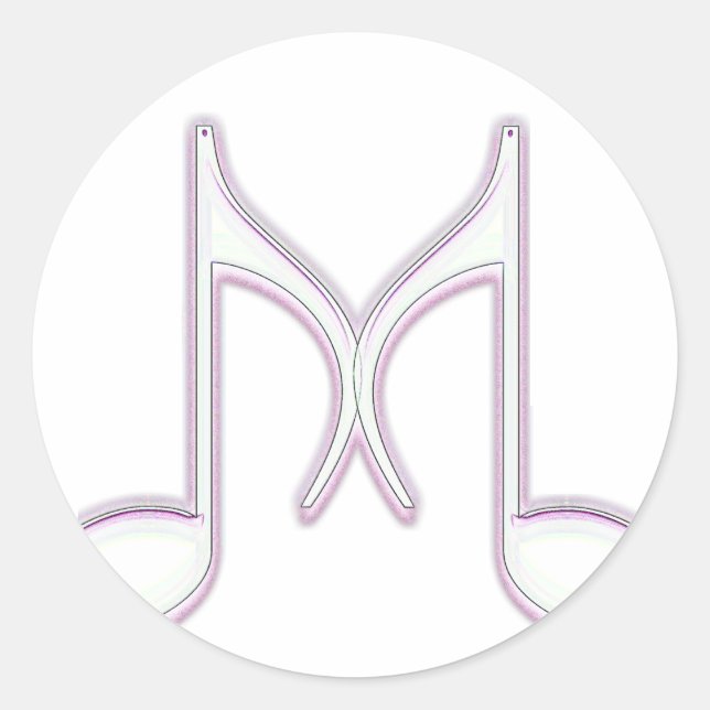 Musical "M" Letter Classic Round Sticker (Front)