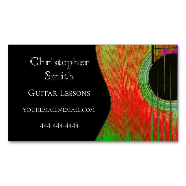 Musical Modern Guitar Abstract Magnetic Business Card (Front)