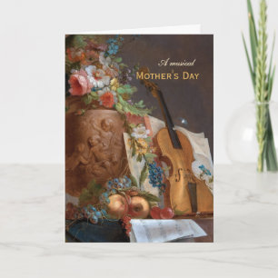 Musical Mother's Day Bachelier Flowers and violin Holiday Card