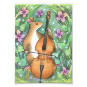 Musical Mouse Orchestra Bass Illustration Photo Print