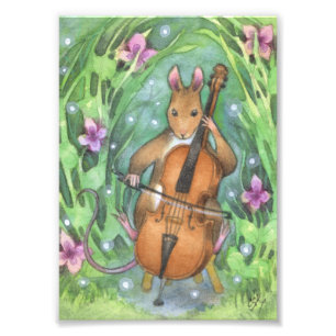 Musical Mouse Orchestra Cello Illustration Photo Print