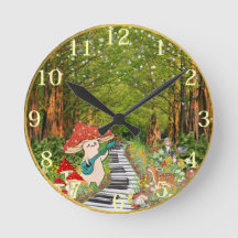 Musical Mushroom and Forest Friends 8" Wall Clock