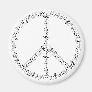 Musical Music Notes Peace Sign Hippie Magnet