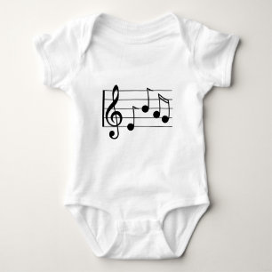 Musical notation treble clef and staff baby bodysuit