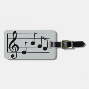 Musical notation treble clef and staff luggage tag