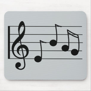 Musical notation treble clef and staff mouse mat