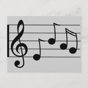 Musical notation treble clef and staff postcard