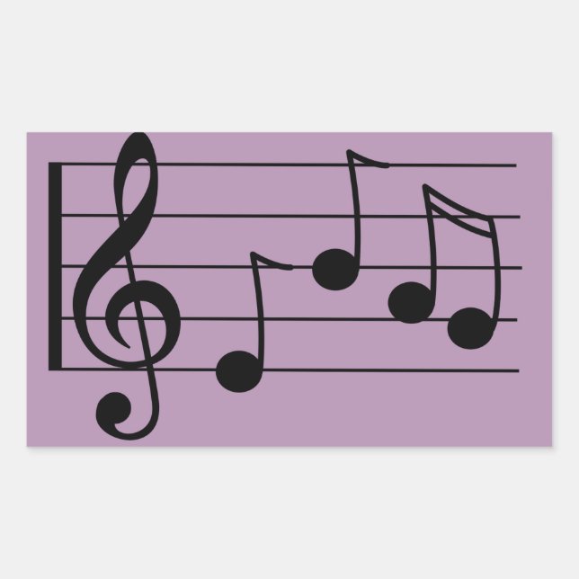 Musical notation treble clef and staff rectangular sticker (Front)