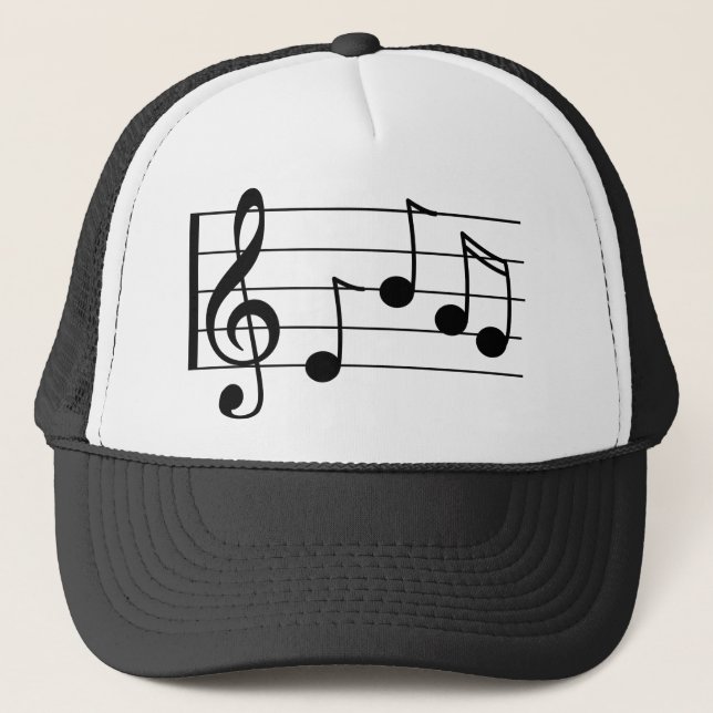 Musical notation treble clef and staff trucker hat (Front)