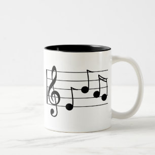 Musical notation treble clef and staff Two-Tone coffee mug