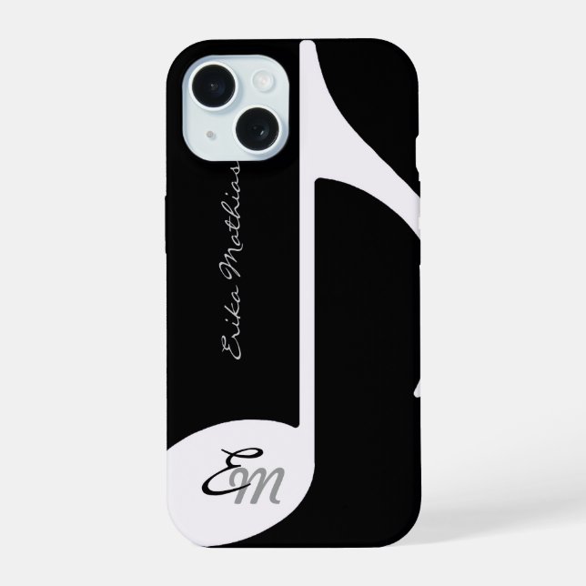 Musical note ~ add initial iPhone 15 case (Back)