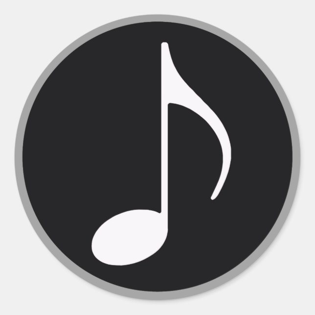 musical note ~ black classic round sticker (Front)