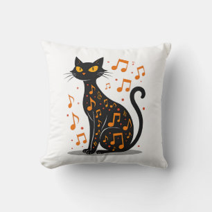 Musical Note Cat Halloween Tee Music Note Cushion