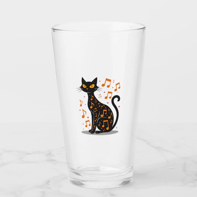 Musical Note Cat Halloween Tee  Music Note Glass (Front)