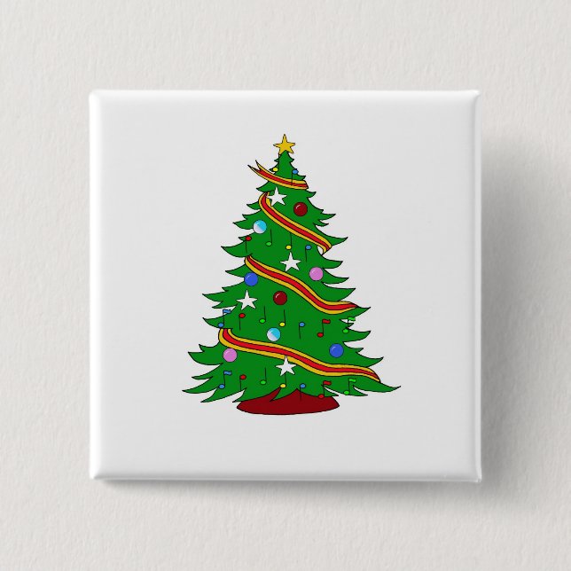 Musical Note Christmas Tree 15 Cm Square Badge (Front)