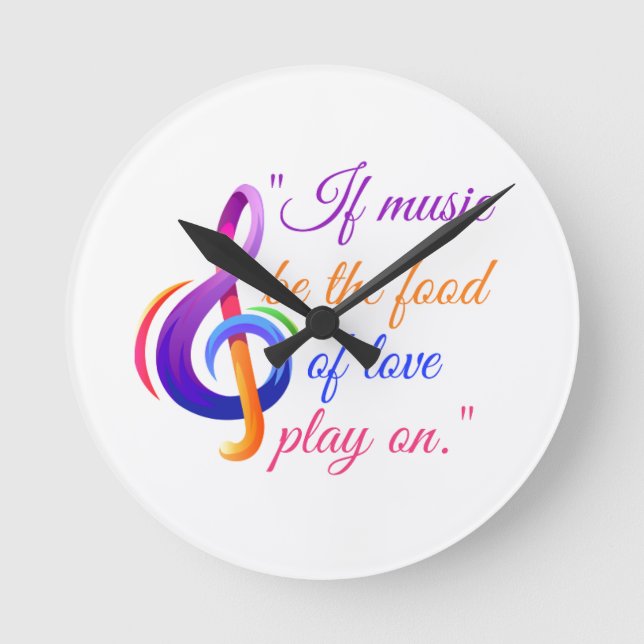 Musical note clock with music quote. (Front)