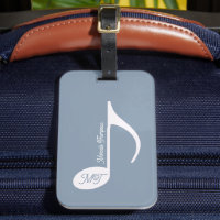 Musical Note Dusty Blue  Luggage Tag
