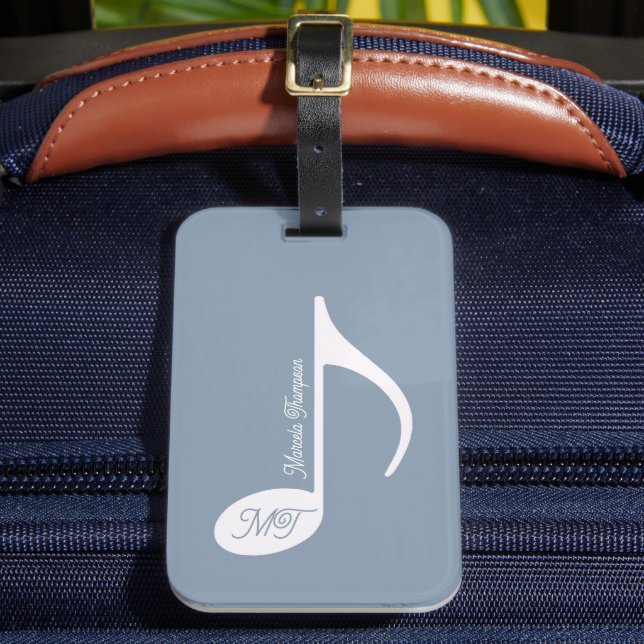 Musical Note Dusty Blue  Luggage Tag (Front Insitu 2)