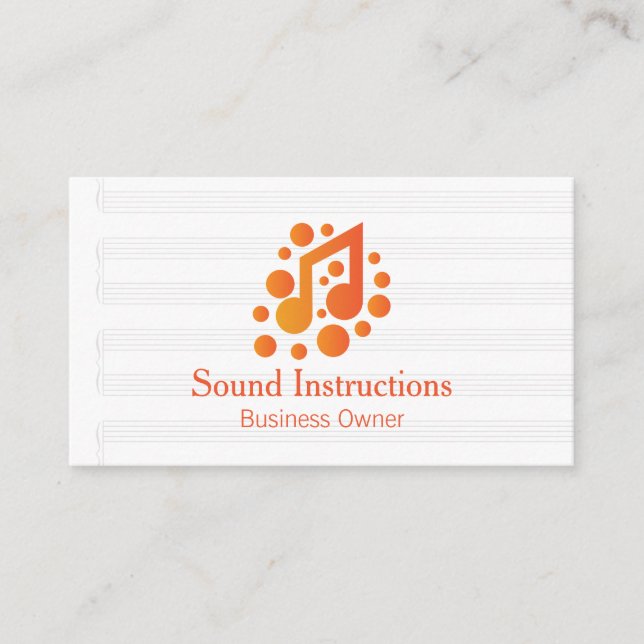 Musical Note Logo Orange Business Card (Front)