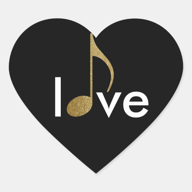 musical-note love-word heart sticker (Front)