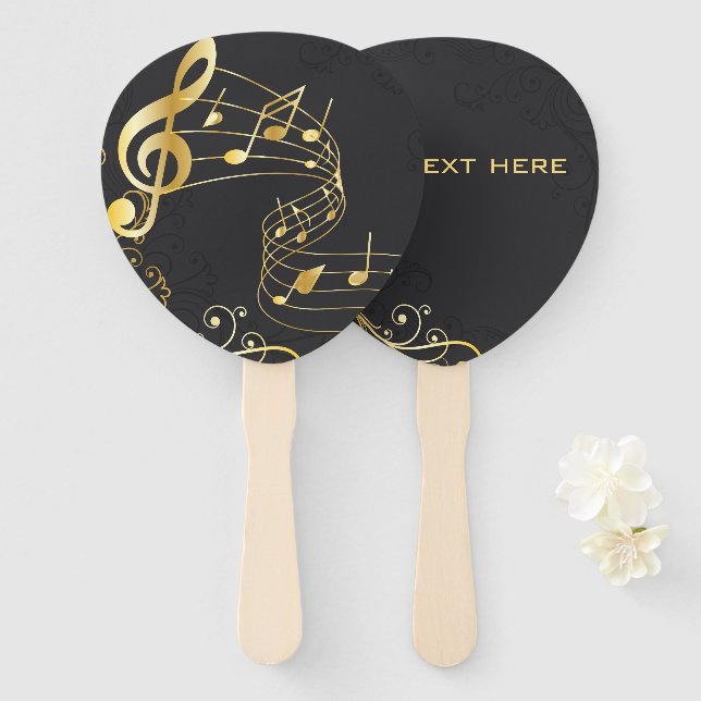 Musical Note Luxury elegant design Hand Fan (Front and Back)