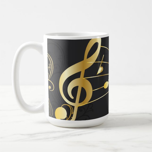 Musical Note Luxury gold grey design Coffee Mug (Left)