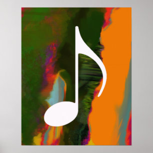 musical note on an abstract & colourful poster