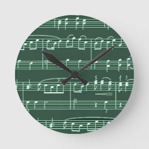 musical note patterned round clock