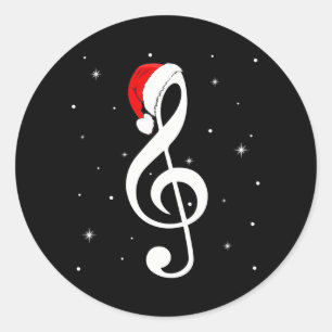 Musical Note Santa Hat Music Lover Merry Classic Round Sticker