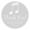 Musical Note Thank You Labels (Silver / White)