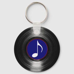 musical note vinyl key ring