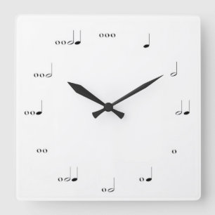 MUSICAL NOTE WALL CLOCK BLACK AND WHITE