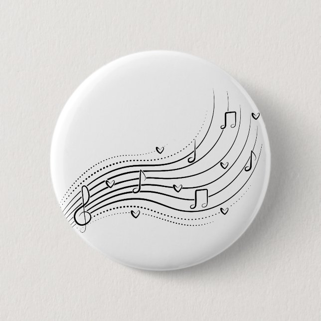 Musical note wave, black line clipart 6 cm round badge (Front)