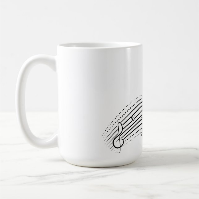 Musical note wave, black line clipart coffee mug (Left)