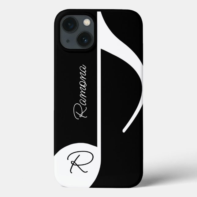 Musical note with custom name on black Case-Mate iPhone case (Back)