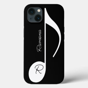Musical note with custom name on black iPhone 13 case