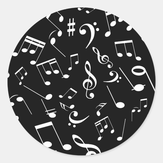Musical Notes 2 Classic Round Sticker (Front)