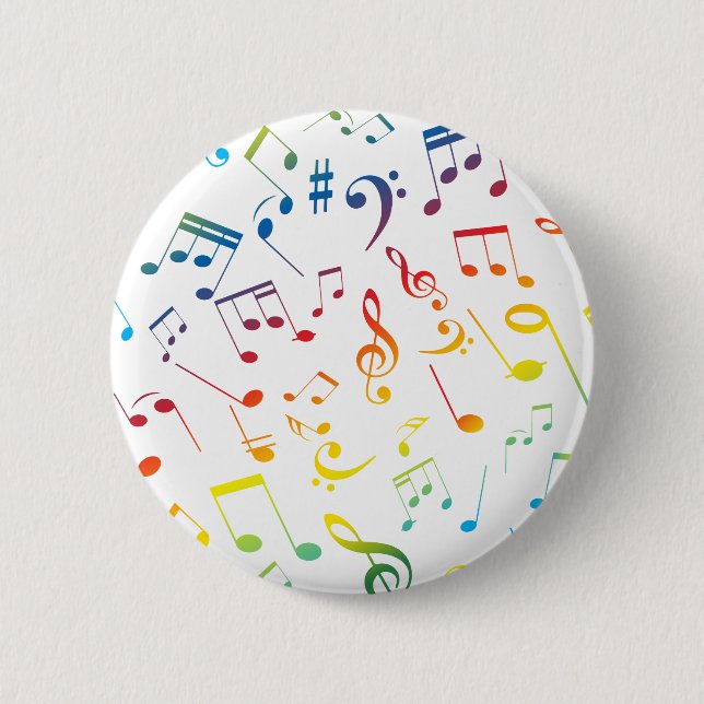 Musical Notes 4 6 Cm Round Badge (Front)