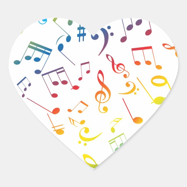 Musical Notes 4 Heart Sticker (Front)