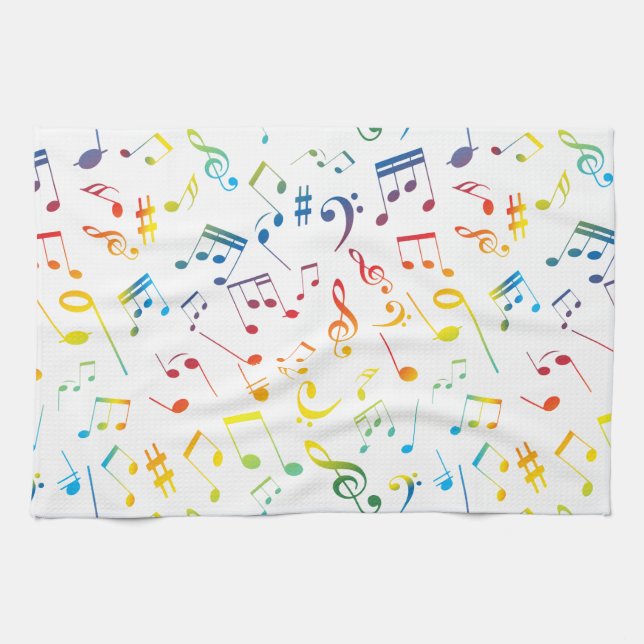 Musical Notes 4 Tea Towel (Horizontal)