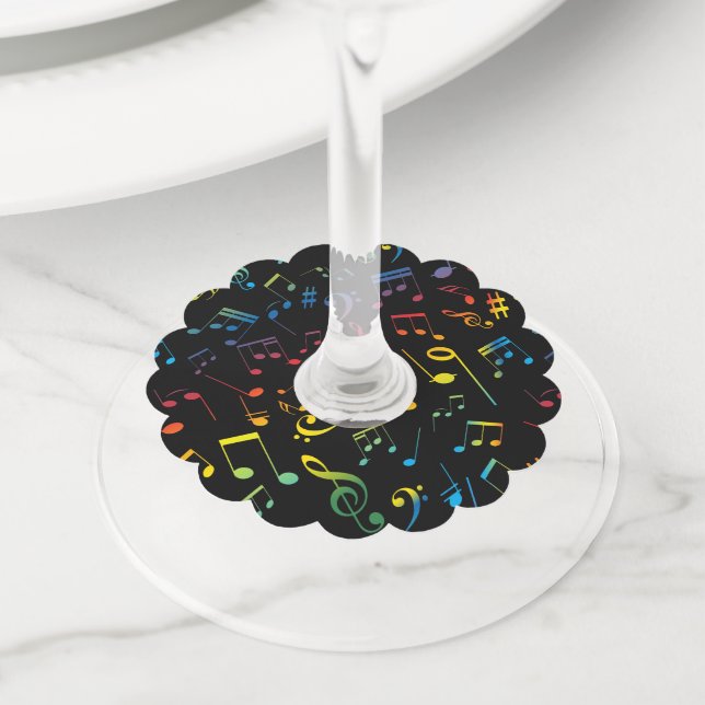 Musical Notes 5 Wine Glass Tag (Close Up)